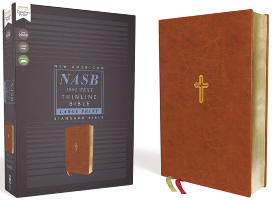 NASB Large-Print Thinline Bible, Red Letter Edition--soft leather-look, brown