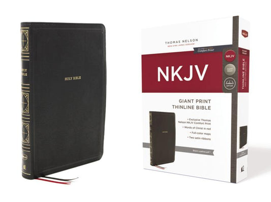 NKJV Thinline Bible/Giant Print (Comfort Print)-Black Leathersoft