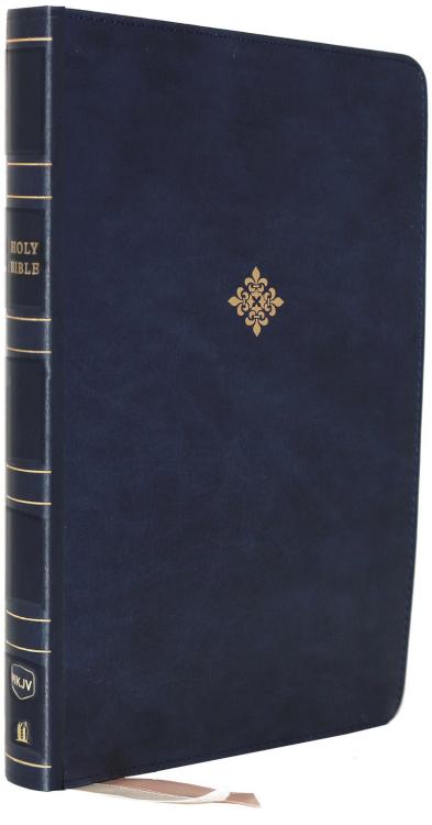 NKJV Large-Print Thinline Bible, Comfort Print--soft leather-look, blue