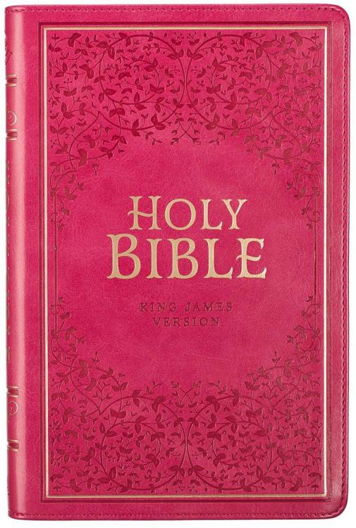 Pink Faux Leather King James Version Deluxe Gift Bible with Thumb Index
