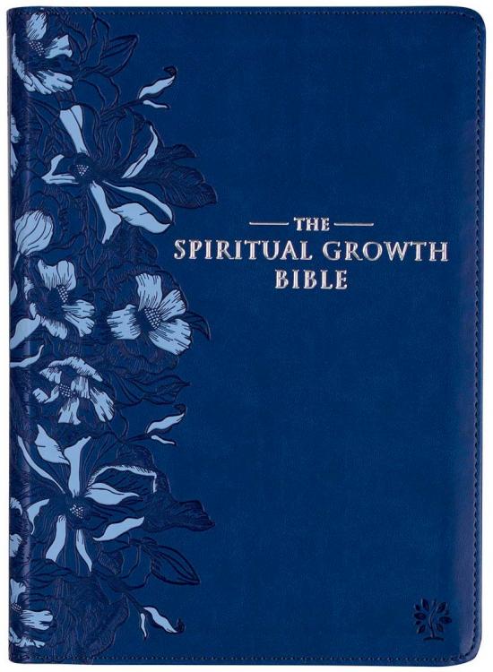 Navy Blue Faux Leather Spiritual Growth Bible