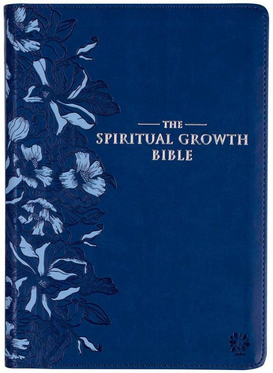 Navy Blue Faux Leather Spiritual Growth Bible
