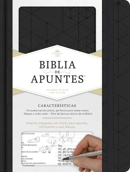 Biblia Reina Valera 1960 de apuntes azul, piel genuina y tela impresa