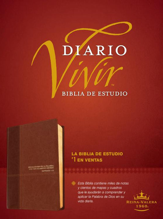 Biblia de estudio del diario vivir RVR60 (SentiPiel, Café/Café claro, Letra Roja) (Spanish Edition) - Hardcover
