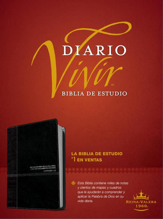 Biblia de estudio del diario vivir RVR60 (SentiPiel, Negro/Ónice, Letra Roja) (Spanish Edition)