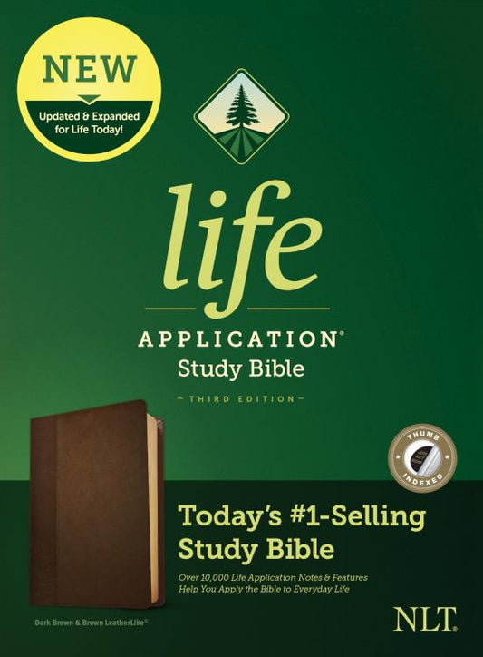 NLT Life Application Study Bible, Third Edition--soft leather-look, dark brown/brown (indexed)