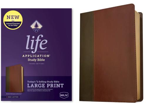 NKJV Life Application Study Bible, Third Edition, Large Print (Red Letter, LeatherLike, Brown/Mahogany), LeatherLike, Mahogany