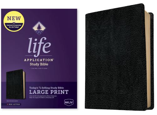 NKJV Life Application Study Bible, Third Edition, Large Print (Red Letter, Bonded Leather, Black), Leather, bonded, Black