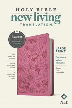 NLT Large Print Premium Value Thinline Bible, Filament-Enabled Edition (LeatherLike, Garden Pink)