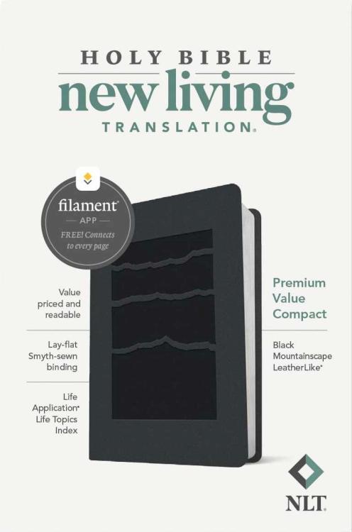 NLT Premium Value Compact Bible, Filament-Enabled Edition (LeatherLike, Black Mountainscape)