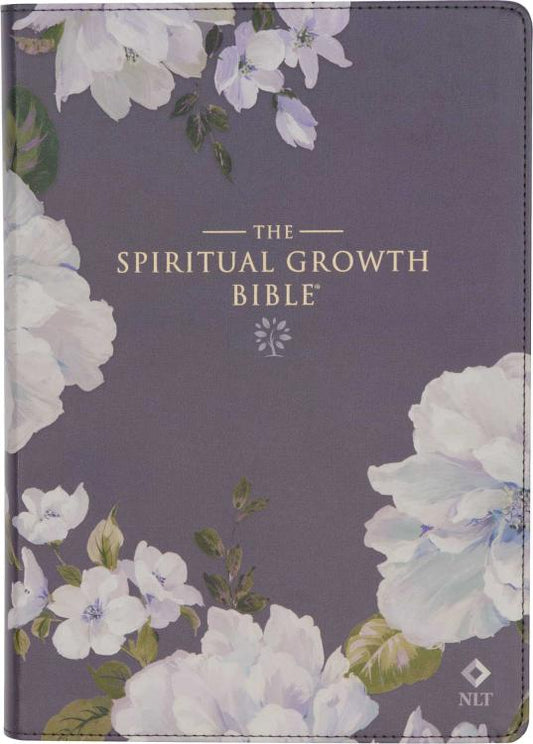 Slate-colored Floral Print Faux Leather Spiritual Growth Bible