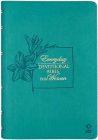 Floral Teal Faux Leather NLT Everyday Devotional Bible for Women