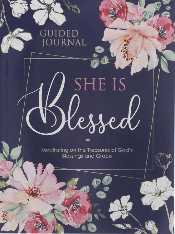 She is Blessed Navy Floral Guided Journal