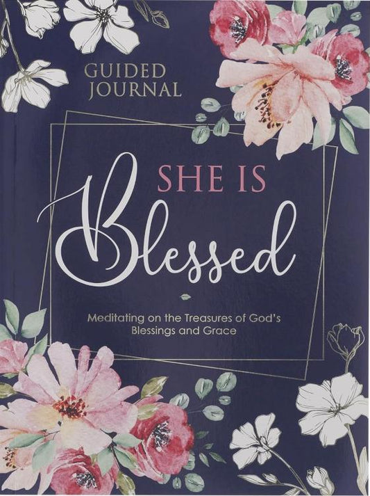 She is Blessed Navy Floral Guided Journal