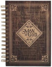 Man Of God Large Spiral Journal in Brown - 1 Timothy 6:11