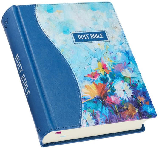 Blue Floral Faux Leather Hardcover Note-taking Bible