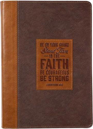 Stand Firm Two-tone Brown Faux Leather Classic Journal - 1 Corinthians 16:13