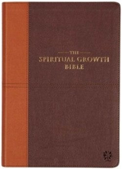 NLT, The Spiritual Growth Bible Faux  Leather, Chocolate Brown/Ginger