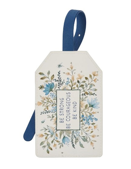 Strong Courageous Kind Faux Leather Luggage Tag