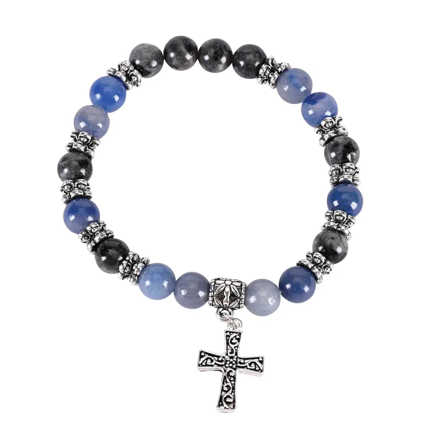 Stretch Bracelet Blue Stone Silverplated
