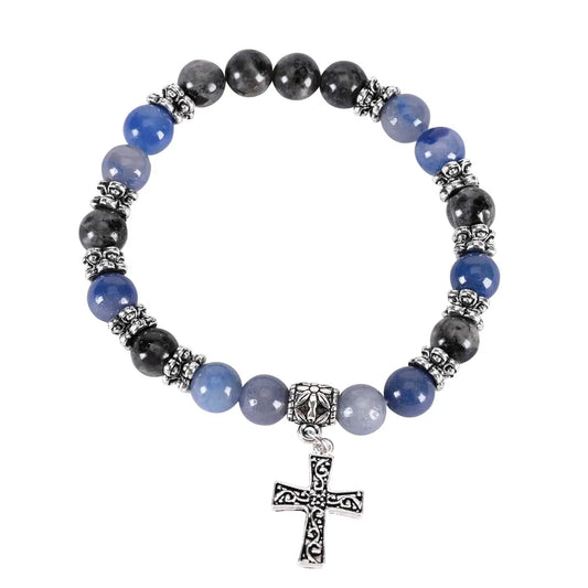 Stretch Bracelet Blue Stone Silverplated