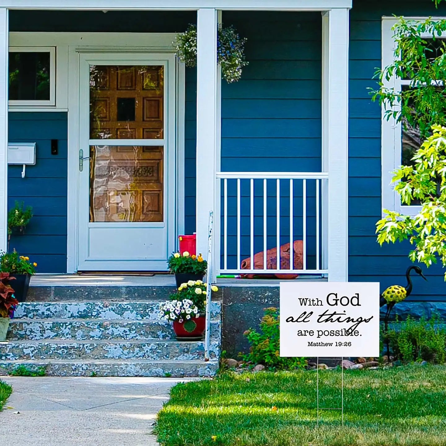 Yard Sign with God All Things Are