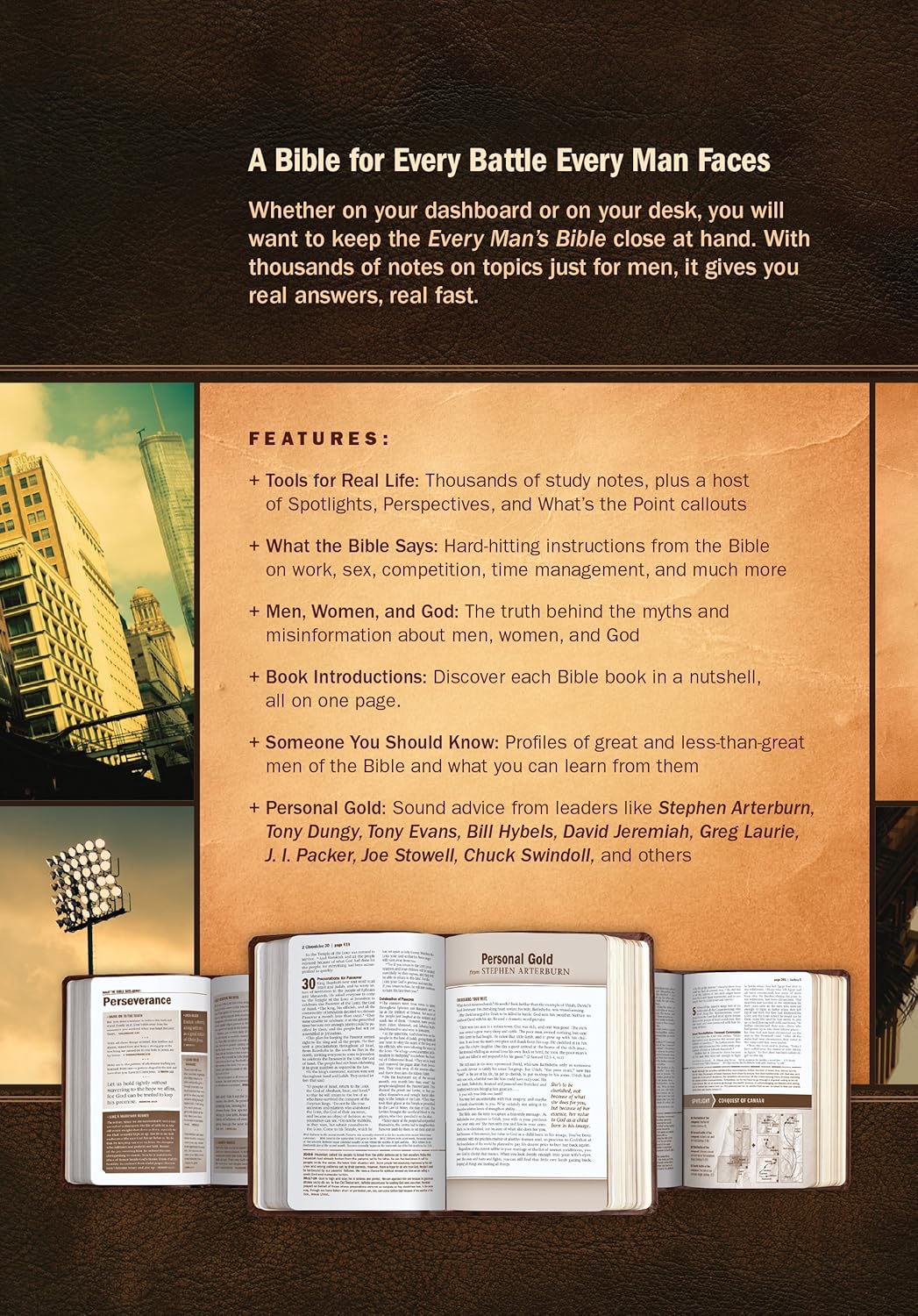 Every Man's Bible: New Living Translation, Deluxe Messenger Edition (LeatherLike, Brown)