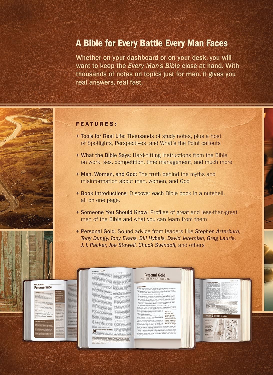 NIV Every Man's Bible, Large Print, TuTone, LeatherLike, Tan, With thumb index