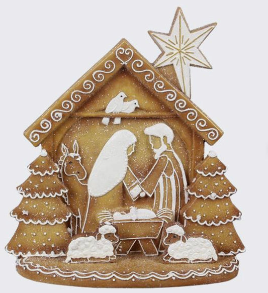 Gingerbread Nativity Holy Family Stable Figurine Scene
