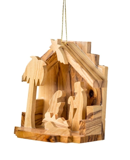 Small Grotto With Nativity And Palm - 3"-E-02