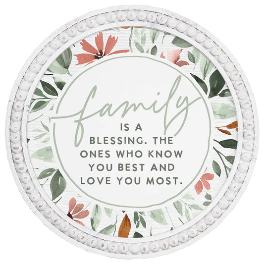 Family Blessing Floral- Beaded Art Round