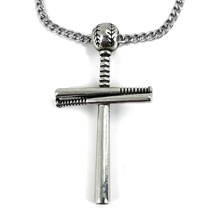 Baseball Bat And Ball Cross On Chain Necklace I Can Do All Things