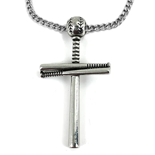Baseball Bat And Ball Cross On Chain Necklace I Can Do All Things