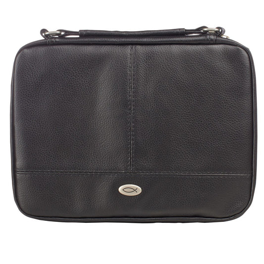 Two-fold LuxLeather Bible Cover Organizer, Black, Large