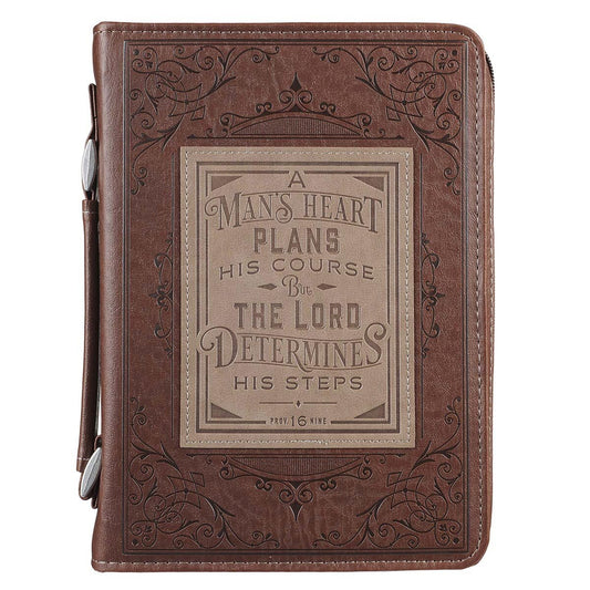 Bible Cover Classic Brown/Tan A Man's Heart Prov. 16:9