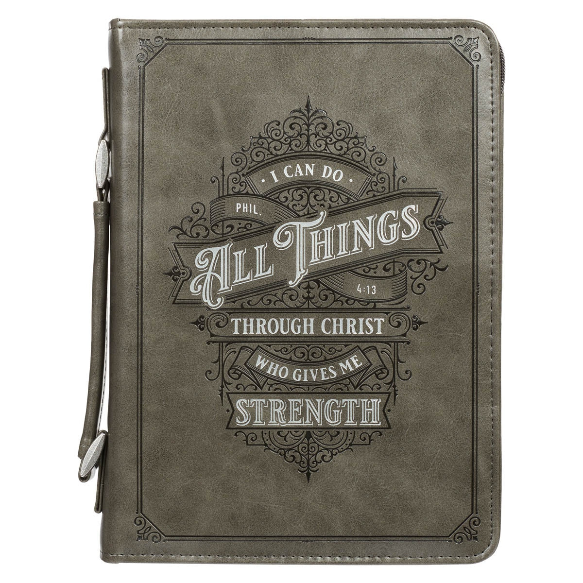 Bible Cover Classic Gray All Things Phil. 4:13 Large
