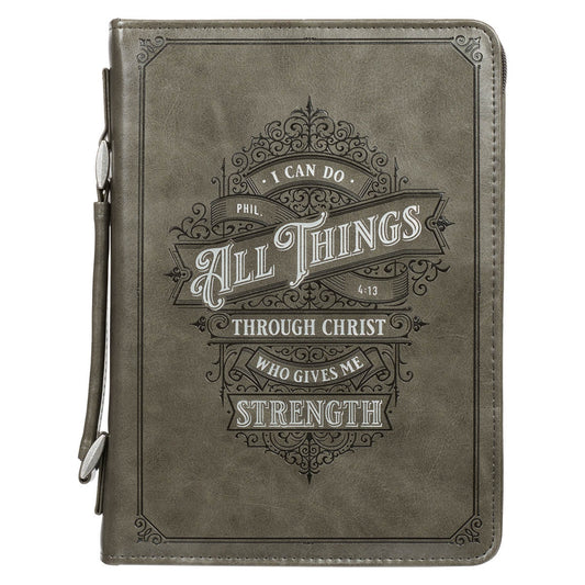 Bible Cover Classic Gray All Things Phil. 4:13 Large