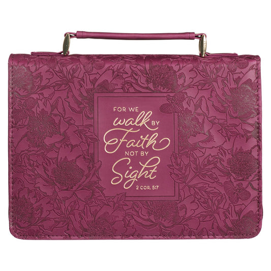 Walk by Faith 2 Cor. 5:7 Bible Cover Fashion, Ruby, Large