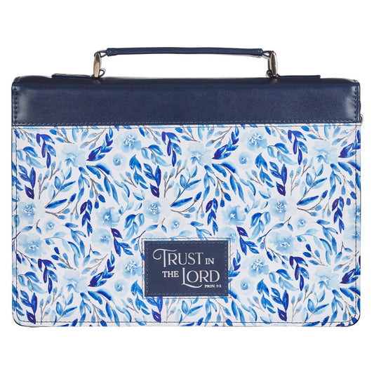 Bible Cover Fashion Blue Floral Trust Prov. 3:5 Large