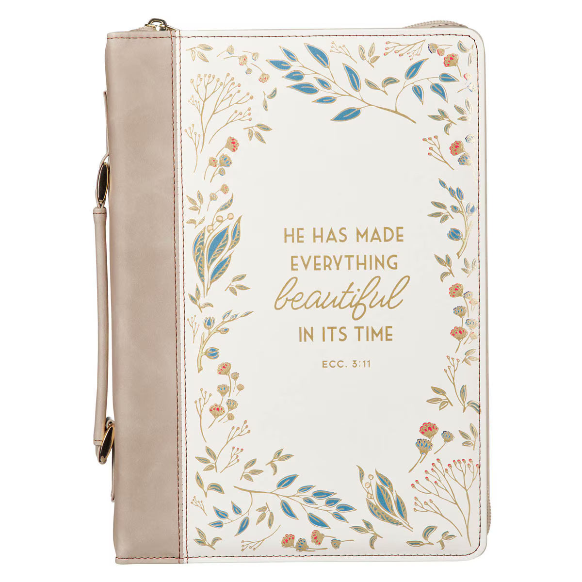 Bible Cover Fashion Cream/Taupe Everything Beautiful Ecc. 3:11, Medium