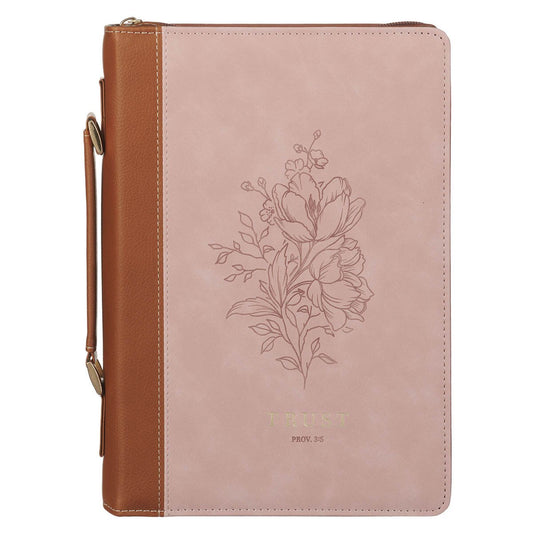 Trust Mottled Blush Faux Leather Fashion Bible Cover - Proverbs 3:5, Large