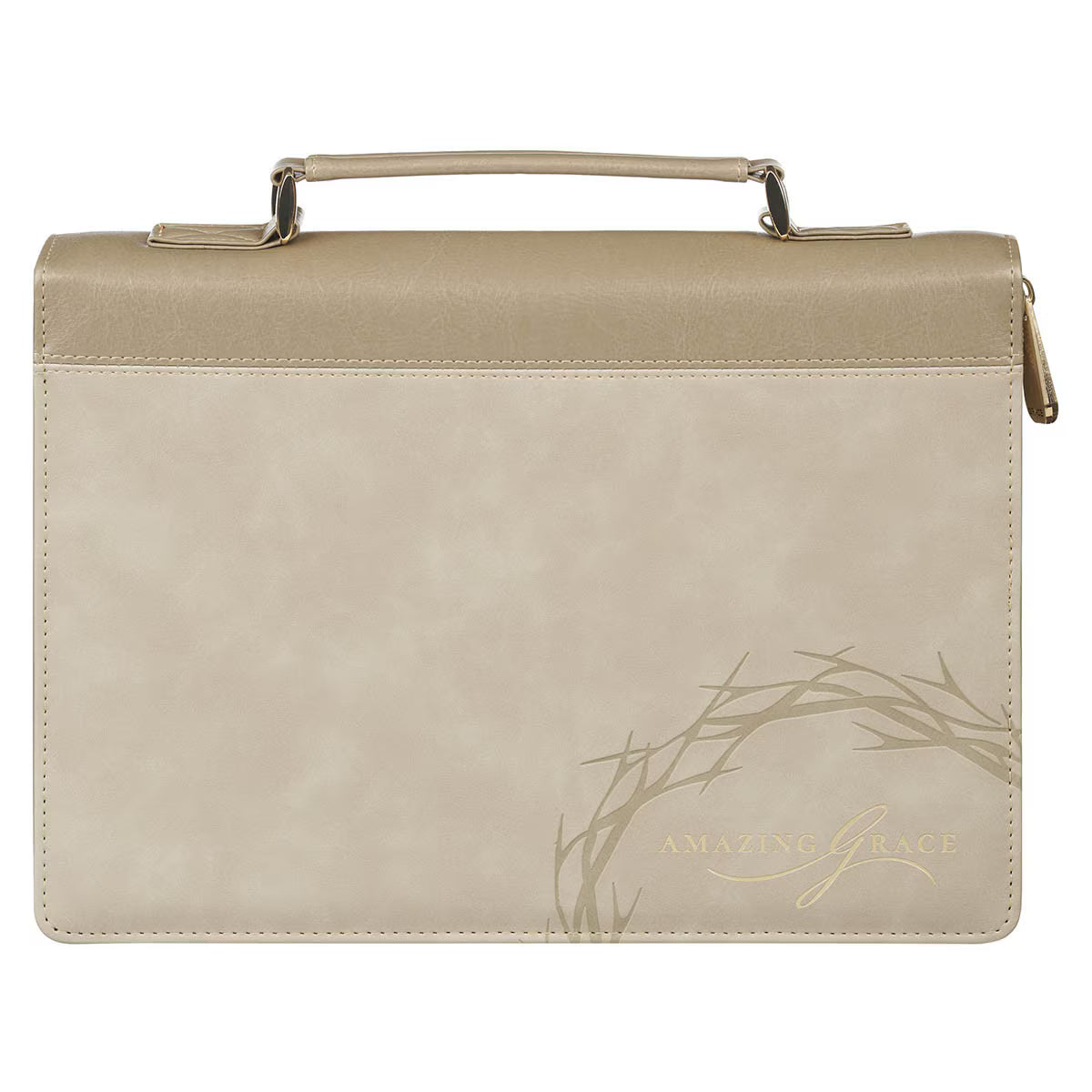 Amazing Grace Taupe Crown of Thorns Faux Leather Fashion Bible Cover - Isaiah 53:5, Large