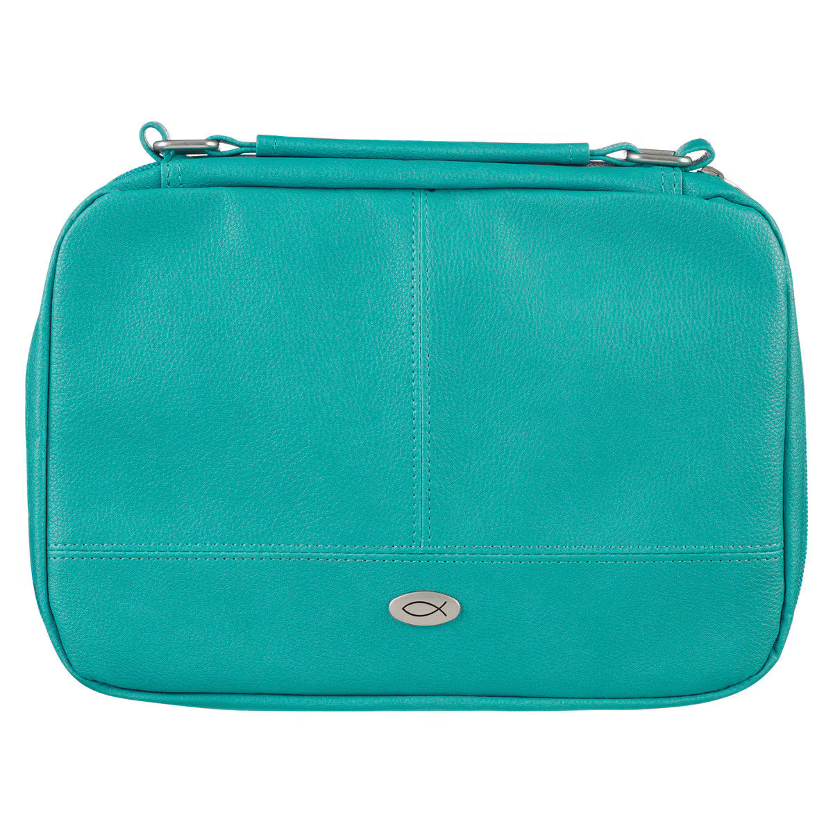 Two-Fold Turquoise Faux Leather Organizer Bible Cover, Medium