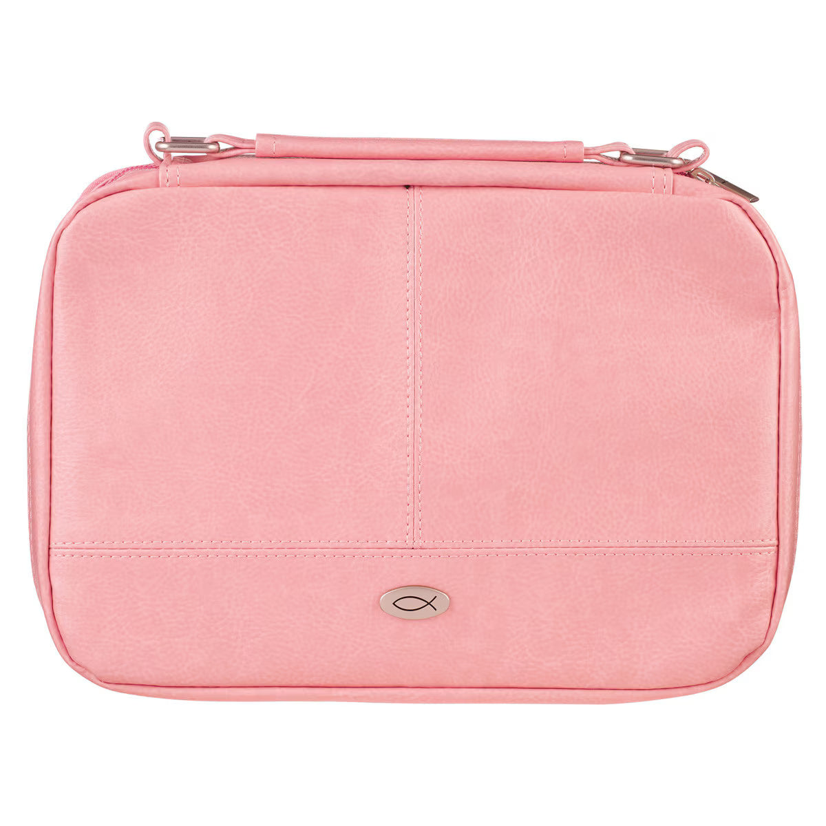 Two-fold Pink Faux Leather Organizer Bible Cover, Large