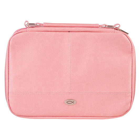 Two-fold Pink Faux Leather Organizer Bible Cover, Large