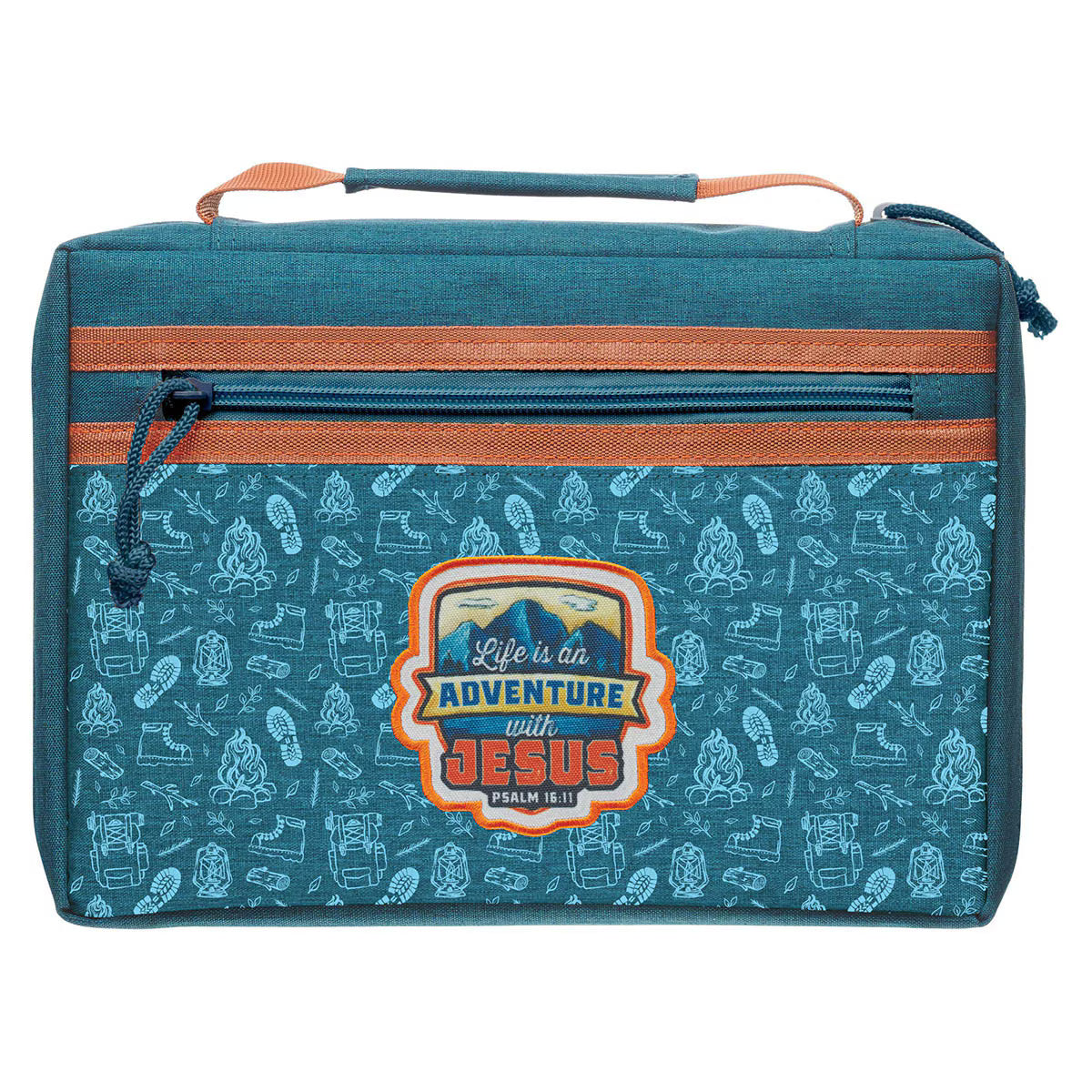 Adventure with Jesus Teal and Orange Fashion Bible Cover - Psalm 16:11, Medium