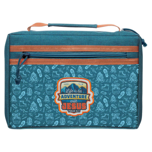 Adventure with Jesus Teal and Orange Fashion Bible Cover - Psalm 16:11, Medium