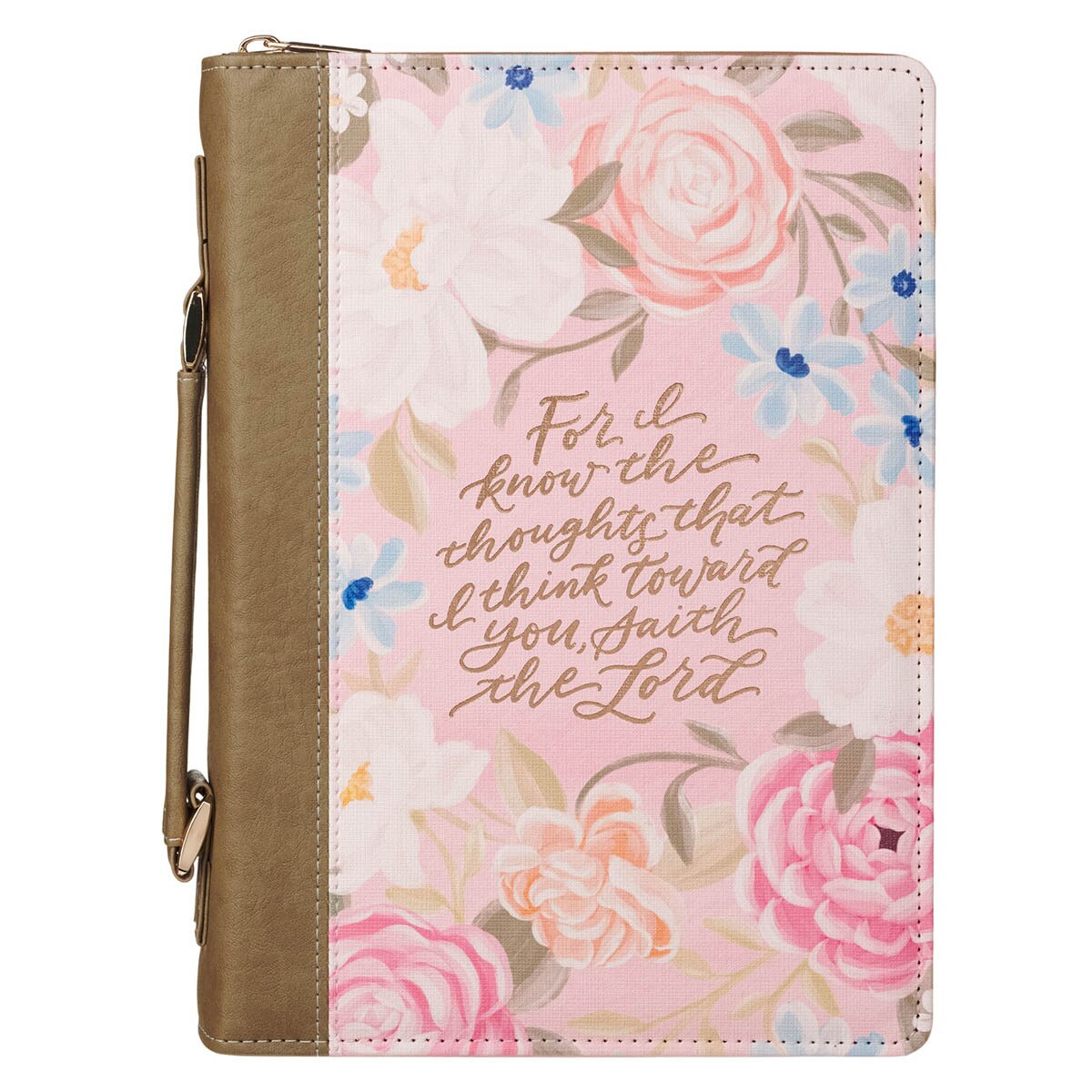 Thoughts I Think Towards You Pink Floral Bible Cover Jer. 29:11, Medium