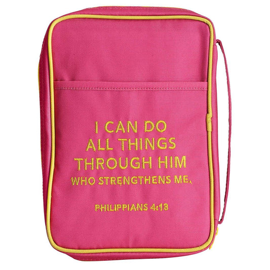 Kids Bible Cover Pink Rainbow I Can Do