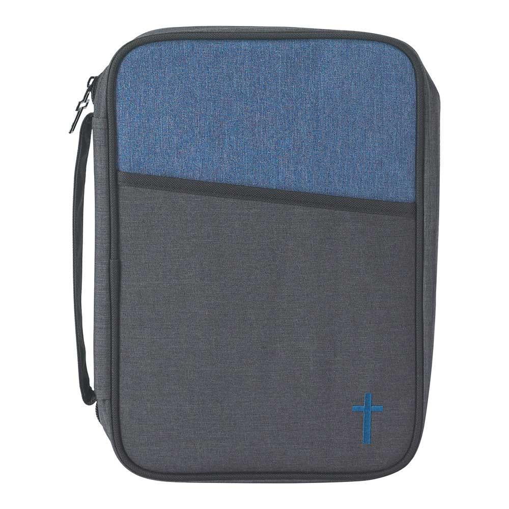 Large Blue And Black Cross Bible Cover